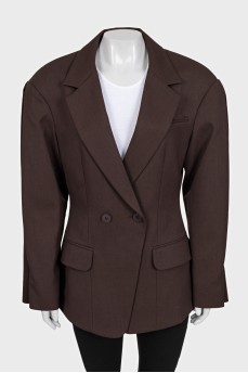 Brown double-breasted jacket with tag