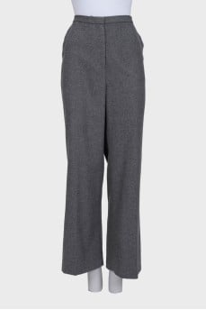 High-waisted grey wide-leg trousers