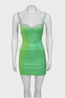 Bodycon mini dress decorated with rhinestones