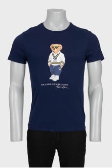 Men's blue slim fit t-shirt with print