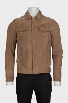 Men's leather jacket with pockets