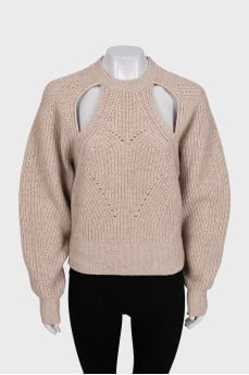 Wool and cashmere jumper with open back