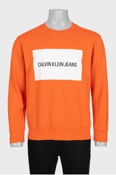 Men's orange sweatshirt with logo