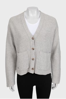 Cropped cardigan made of wool and cashmere