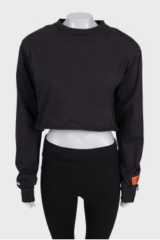 Cropped sweatshirt with patches