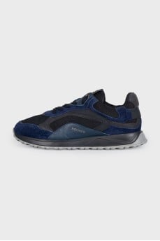 Men's blue sneakers with suede inserts