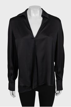 Fitted silk wrap blouse