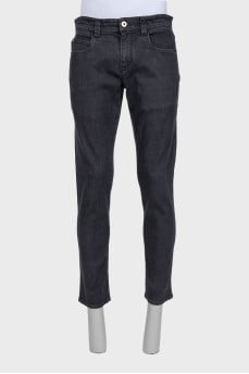 Men's dark gray tapered jeans