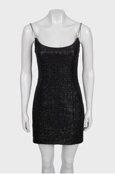 Black bodycon dress with silver straps