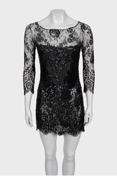 Black lace dress decorated with sequins