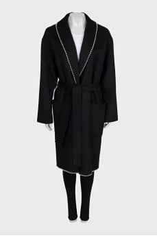 Black coat with silver decor