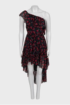 Black asymmetrical printed dress