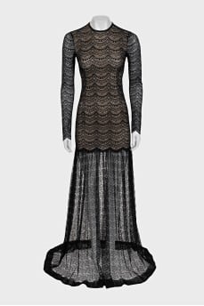 Black maxi dress with sheer bottom