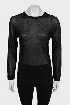 Black translucent shiny long sleeve