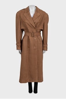 Brown coat with a belt