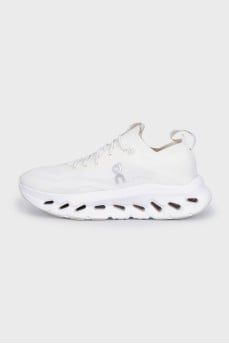 White textile sneakers with a chunky sole