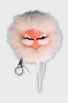 Pink fur keychain