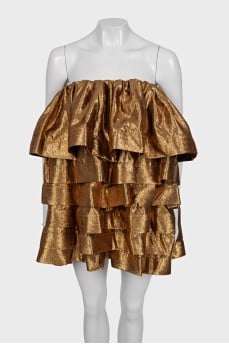 Gold mini dress with tag