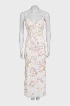 White sequin embellished maxi dress with tag