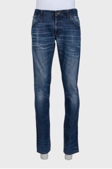 Men's blue jeans with silver jacron
