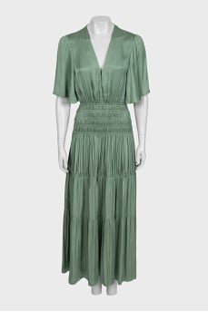 Green fitted dress with draping