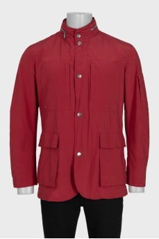 Men's red zippered windbreaker