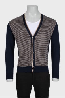 Men's blue silk cardigan