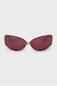 Burgundy sunglasses with gold frames