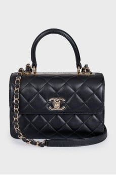 Black quilted bag with chain strap