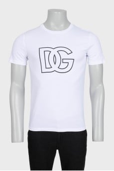 Men's white straight-leg T-shirt with brand logo