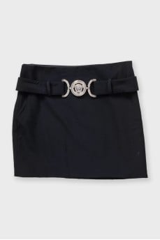 Black Medusa Belted Skirt