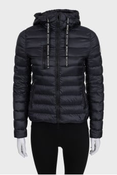 Black zip-up jacket with a hood