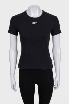 Black ribbed fitted t-shirt