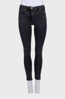 Skinny jeans with a textile insert