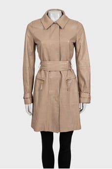 Beige lambskin coat