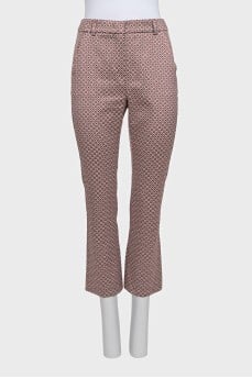 Straight-leg trousers in pink with a print