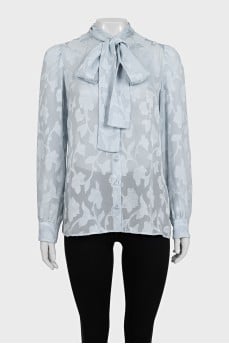 Silk blue printed blouse