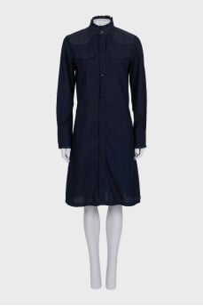 Dark blue shirt dress with ruffles