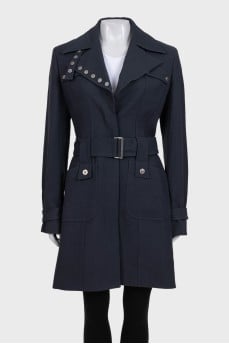 Black wool coat with silver buttons