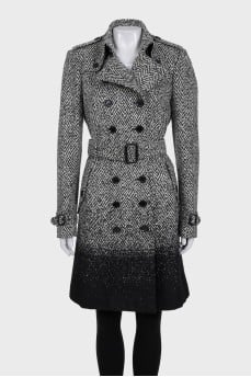 Black and white double-breasted coat