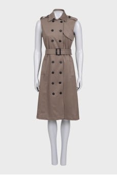 Brown wool and angora dress with belt