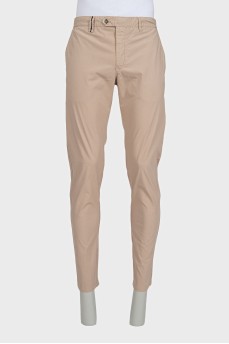 Men's beige high-waisted trousers