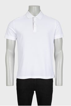 Men's white polo shirt with contrast insert