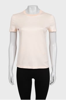 Light pink T-shirt with embroidered logo