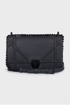 Black leather Diorama bag with decor