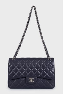 Синя шкіряна сумка Double Flap