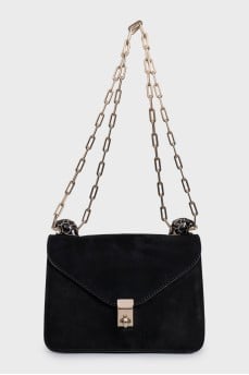 Black suede shoulder bag