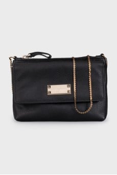 Black leather crossbody bag with logo