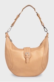 Gold leather hobo with logo