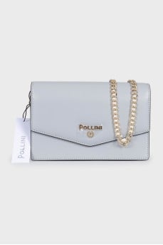 Blue logo bag with tag